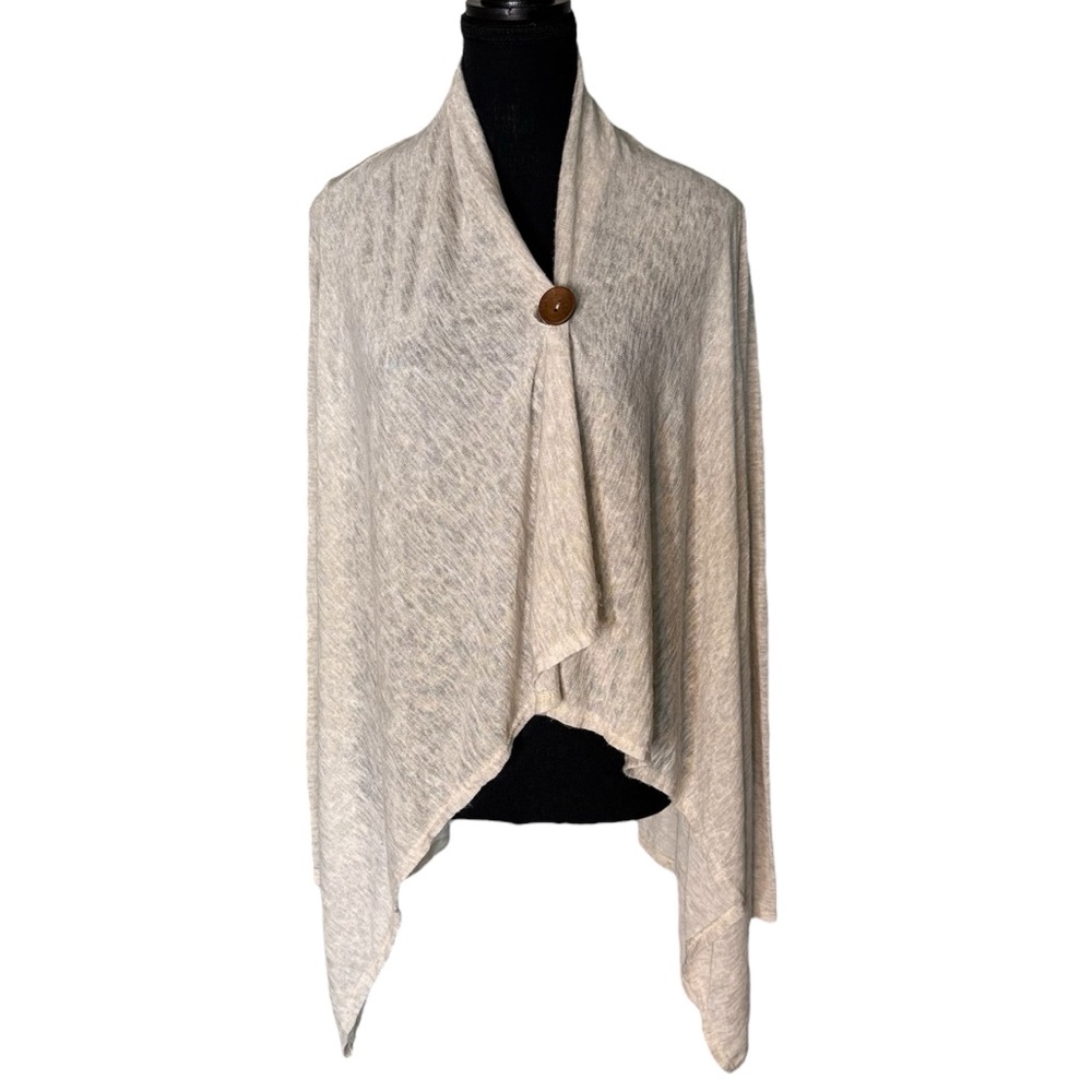 BOBEAU Ivory Cream Asymmetrical Lightweight Cardigan Wrap Single Button Medium